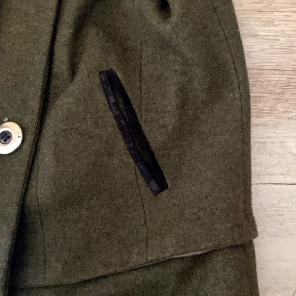 Plastic Island Peacoat Military Green Double Breasted Wool Coat Size S - Picture 7 of 11